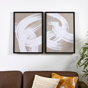 Set of 2 Abstract Natural Curves Framed Prints White