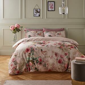 Aldridge Dramatic Floral Cotton Sateen Duvet Cover Set Pink