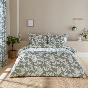 Silhouette Floral Lilypad Duvet Cover and Pillowcase Set Light Green