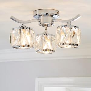 Kleio 3 Light Glass Chrome Semi Flush Ceiling Light