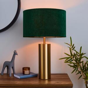 Nesa Brushed Gold and Bottle Green Touch Table Lamp Velvet Green