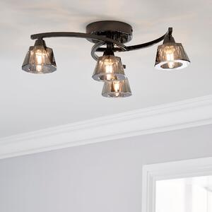 Vanessa Smoked 4 Light Flush Ceiling Fitting Grey