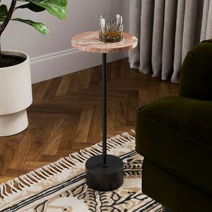 Cassie Compact Real Marble Side Table Terracotta