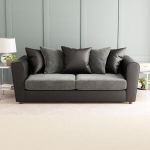 Blake Soft Faux Leather Combo 3 Seater Sofa Grey