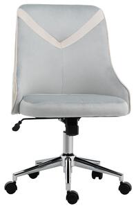 Vinsetto Office Chair Velvet-Feel Fabric Computer Home Leisure Chair Bedroom Armless Rocking with Wheels, Beige Grey