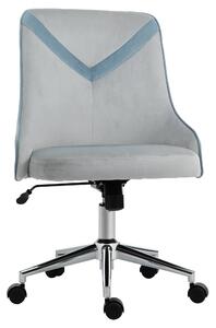 Vinsetto Office Chair Velvet-Feel Fabric Computer Home Leisure Chair Bedroom Armless Rocking with Wheels, Beige Blue