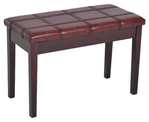 HOMCOM Faux Leather Piano Stool Makeup Dressing Stool Bench Dressing Table Seat with Storage 75L x 35W x 49H (cm) - Wine Red