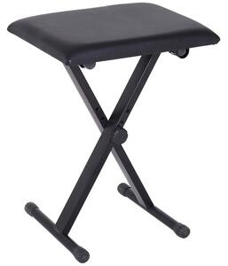 HOMCOM Foldable Keyboard Stool Padded Seat X Frame Chair Adjustable Height Piano Bench Black