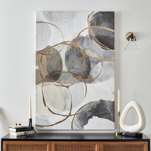 Circles Capped Canvas 120x80cm Gold/Grey