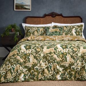 Paoletti Harewood Emerald 100% Cotton Duvet Cover & Pillowcase Set Green/Cream