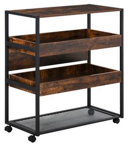 HOMCOM 4-Tier Kitchen Cart Storage Trolley with Wheels Shelves and Brakes Industrial Style, Kitchen, Dining & Living Room