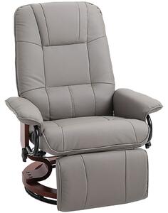 HOMCOM Manual Recliner Chair Armchair Sofa with Faux Leather Upholstered Wooden Base for Living Room Bedroom, Grey