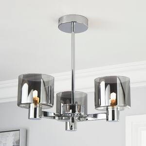 Erin Ceiling 3 Light Smoked Ceiling Fitting Chrome