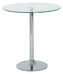 HOMCOM Round Kitchen Table w/ Tempered Glass Top, Steel Base, Modern Dining Table, Space Saving Small Bar Table, Silver Aosom UK