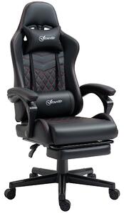 Vinsetto Racing Gaming Chair with Swivel Wheel, Footrest, Faux Leather Recliner Gamer Desk for Home Office, Black