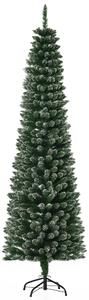 HOMCOM 6.5FT Artificial Snow Dipped Christmas Tree Xmas Pencil Tree Holiday Home Indoor Decoration with Foldable Black Stand, Green