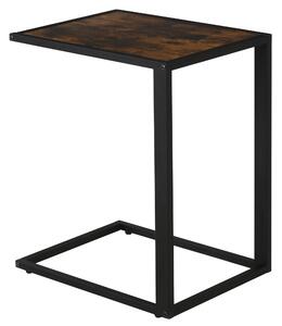 HOMCOM C-Shaped Side Table, Sofa End Table with Metal Frame, Accent Couch Table for Living room, Bedroom, Brown and Black