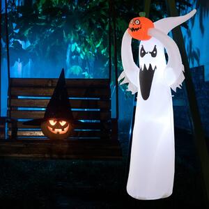 HOMCOM Inflatable Halloween Floating Ghost Pumpkin Outdoor Decoration w/ LED Lights 8FT