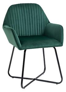 HOMCOM Modern Accent Chair Velvet-Touch Fabric Upholstered Lounge Armchair with Metal Base, Green