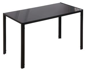 HOMCOM Rectangular Dining Table for 4 People w/ Tempered Glass Top & Metal Legs, Modern Dining Table for Dining Room, Living Room, Black Aosom UK