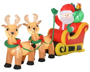 HOMCOM 1.1m Christmas Inflatable Santa Claus on Sleigh, LED Lighted for Home Indoor Outdoor Garden Lawn Decoration Party Prop
