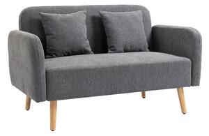 HOMCOM 2-Seat Loveseat Sofa Chenille Fabric Upholstered Couch with Rubberwood Legs, Grey