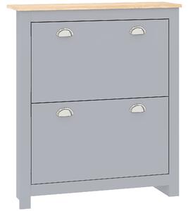 HOMCOM 2-Drawer Shoe Cabinet with Flip Doors, Narrow Wooden Storage Organizer, Adjustable Shelf for 6-12 Pairs, Hallway Storage, Grey Aosom UK