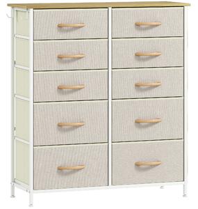 HOMCOM Chest of Ten Fabric Drawers - Beige