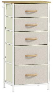 HOMCOM Chest of Five Fabric Drawers - Beige