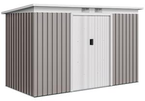 Outsunny Corrugated Garden Metal Storage Shed Outdoor Equipment Tool Box with Kit Ventilation Doors 9x 4FT Light Grey