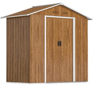 Outsunny 6.5 x 3.5ft Metal Garden Storage Shed - Wood-Effect