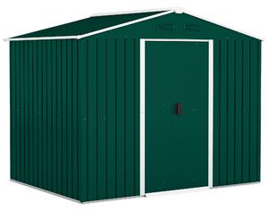 Outsunny Large Garden Storage Shed 7.7 x 5.7 Metal Garden Storage Shed with Ventilation Slots and Sliding Doors, Green Aosom UK