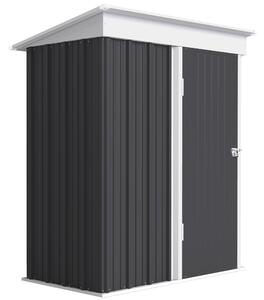Outsunny Small Metal Storage Sheds, Lean-to Shed for Motor Bike, with Adjustable Shelf, Lock and Gloves, 5x6, Outdoor, Dark Grey Aosom UK