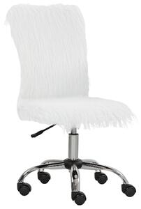 HOMCOM Plush Office Desk Chair, Modern Armless Swivel Vanity Chair with Adjustable Height for Home Office, Bedroom, Living Room, White