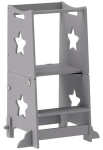 AIYAPLAY 2-in-1 Toddler Step Stool with Safety Rail for Kitchen, Bathroom, Grey
