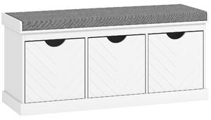HOMCOM 3-Drawer Padded Shoe Bench for Hallway Living Room Entryway, White Aosom UK
