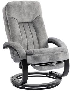 HOMCOM Swivel Recliner Chair with Footrest, Manual Recliner Armchair with Wooden Base, Plush Velvet Upholstered Reclining Chair for Living Room, Bedroom, Office, Grey