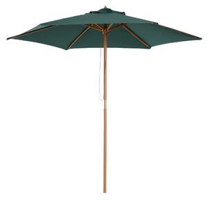 Outsunny Wooden Parasol: 2.5m UV-Protective Garden Umbrella with Pulley System, Dark Green Aosom UK