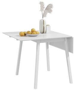 HOMCOM Solid Wood Folding Dining Table, Drop Leaf Table for 2-4 People, Rectangle Kitchen Table for Small Space, White