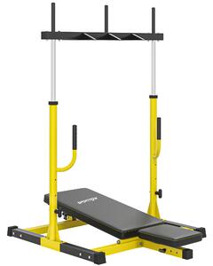 SPORTNOW Vertical Leg Press Machine with Adjustable Leg, Back and Head Positions, 2" Olympic Plate Compatible, Yellow