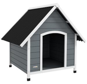 PawHut Outdoor Dog Kennel Wooden Dog House w/ Removable Floor, Anti-Corrosion Wood, for Large Dogs, 110W x 98D x 106.5Hcm Aosom UK
