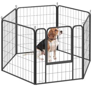 PawHut 6 Panels Heavy Duty Dog Playpen with Secure Door, for Indoor Outdoor, for Garden, Camping, 80cm High