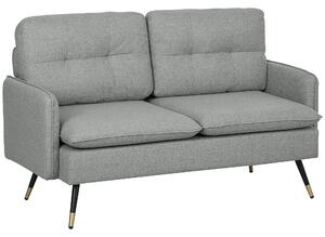 HOMCOM 2 Seater Sofas for Living Room, Fabric Couch, Button Tufted Love Seat with Cushions, Cat Scratch Resistant, Grey Aosom UK