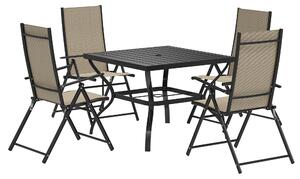 Outsunny Five-Piece Steel Frame Patio Set - Khaki/Black