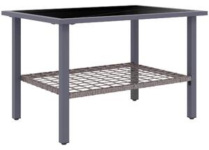 Outsunny Outdoor Rattan Coffee Table with Tempered Glass Top, Storage Shelf, Foot Pads, for Patio, Balcony, Mixed-grey Aosom UK