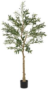 HOMCOM 5ft/ 150cm Decorative Artificial Plant, Silk Olive Tree with 720 Leaves and 32 Olive Fruits in Pot, Fake Plant for Home, Office, Living Room, Indoor Decor