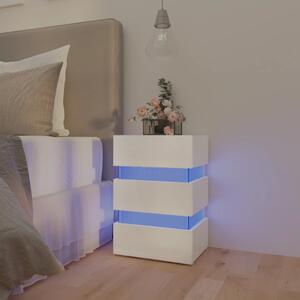 LED Bedside Cabinet High Gloss White 45x35x67 cm Engineered Wood