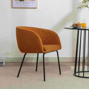 Modern Fabric Upholstery Boucle Chair with Black Powder Coated Metal Legs, Wingback Armchair for Dining Table, Desk, 58x58x78 cm, Orange Aosom.UK