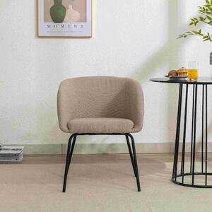 Boucle Fabric Armchair, Modern Accent Chair with Black Powder Coated Metal Legs, Dining Room Armchair Accent Chair, 58x58x78 cm, Light Grey Aosom UK