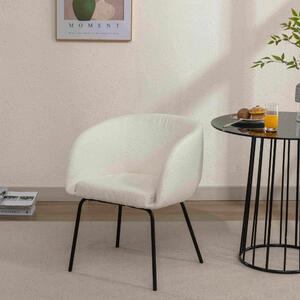 Boucle Fabric Armchair, Modern Accent Chair with Black Powder Coated Metal Legs, Boucle Fabric Armchair Accent Chair, 58x58x78 cm, Beige Aosom UK